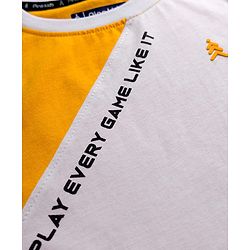 Pine Kids 100% Cotton Sleeveless  Cut N Sew Text Printed Tank T-Shirt - White & Yellow