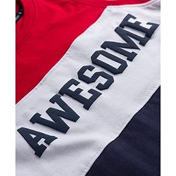 Pine Kids 100% Cotton Knit Sleeveless Awesome Text Printed Cut N Sew Tank T-Shirt -Red Navy & White