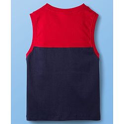 Pine Kids 100% Cotton Knit Sleeveless Awesome Text Printed Cut N Sew Tank T-Shirt -Red Navy & White