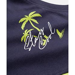 Pine Kids Cotton Knit Sleeveless Cut & Sew Tank T-Shirt with Beach Theme Print - Multicolor