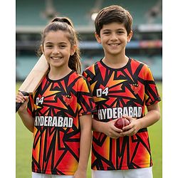 Pine Active Knit Half Sleeves Hyderabad IPL Jersey T-Shirt - Orange