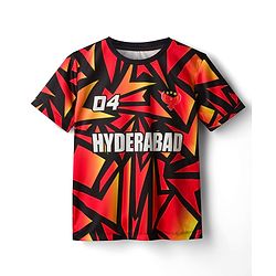 Pine Active Knit Half Sleeves Hyderabad IPL Jersey T-Shirt - Orange
