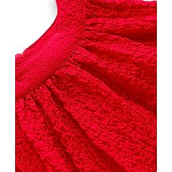 Pine Kids Woven Sleeveless Solid Textured Frock With Belt - Red