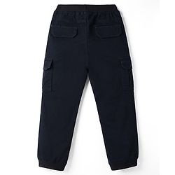 Pine Kids Cotton Elastane Woven Full Length Cut N Sew Trouser With Cargo Pockets - Navy Blue