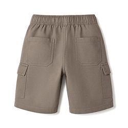 Pine Kids Cotton Elastane Woven Solid Colour Shorts With Cargo Pockets - Grey