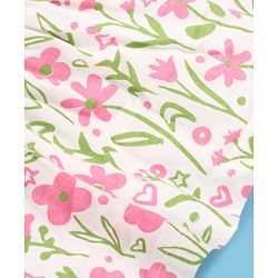 Pine Kids Cotton Knit Frill Sleeves Frock With Floral Print - Multicolor