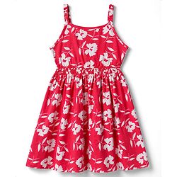 Pine Kids Cotton Knit Sleeveless Floral Printed Frock - Red