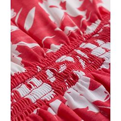 Pine Kids Cotton Knit Sleeveless Floral Printed Frock - Red