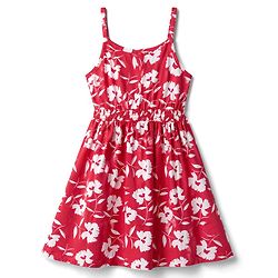 Pine Kids Cotton Knit Sleeveless Floral Printed Frock - Red