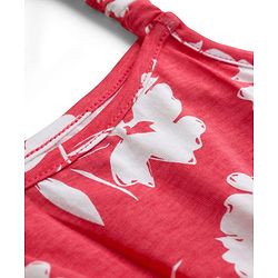 Pine Kids Cotton Knit Sleeveless Floral Printed Frock - Red