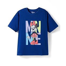 Pine Kids Disney Single Jersey Knit Half Sleeves T-Shirt & Shorts Night Suit With Minnie Mouse Graphics - Blue