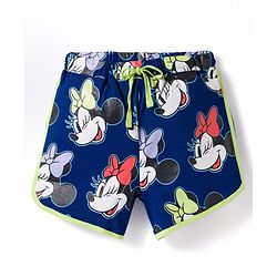 Pine Kids Disney Single Jersey Knit Half Sleeves T-Shirt & Shorts Night Suit With Minnie Mouse Graphics - Blue