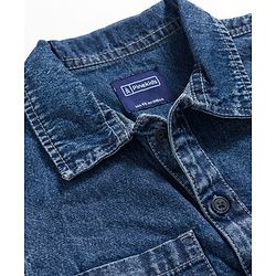 Pine Kids Cotton Knit Half Sleeves Co-ords Solid Color Denim Top & Jeans Set - Blue