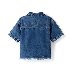 Pine Kids Cotton Knit Half Sleeves Co-ords Solid Color Denim Top & Jeans Set - Blue