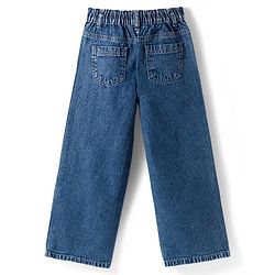 Pine Kids Cotton Knit Half Sleeves Co-ords Solid Color Denim Top & Jeans Set - Blue