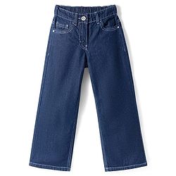 Pine Kids Cotton Knit Half Sleeves Co-ords Solid Color Denim Top & Jeans Set - Blue