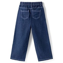 Pine Kids Cotton Knit Half Sleeves Co-ords Solid Color Denim Top & Jeans Set - Blue