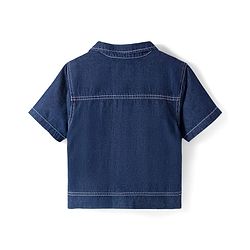 Pine Kids Cotton Knit Half Sleeves Co-ords Solid Color Denim Top & Jeans Set - Blue