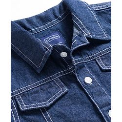 Pine Kids Cotton Knit Half Sleeves Co-ords Solid Color Denim Top & Jeans Set - Blue