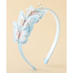 Pine Kids Free Size Hair Band With Butterfly Applique - Light Blue