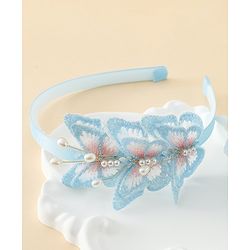 Pine Kids Free Size Hair Band With Butterfly Applique - Light Blue