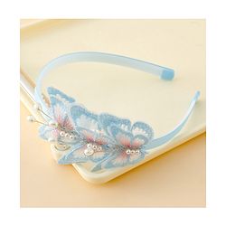 Pine Kids Free Size Hair Band With Butterfly Applique - Light Blue