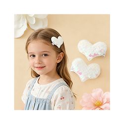 Pine Kids Free Size Sequin Heart Hair Clips Pack Of 2 - White.