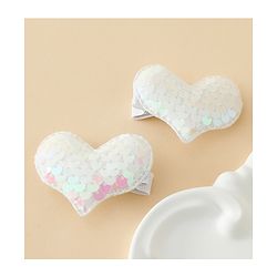 Pine Kids Free Size Sequin Heart Hair Clips Pack Of 2 - White.