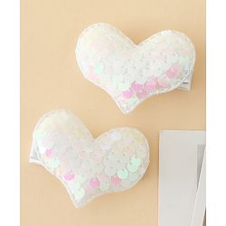 Pine Kids Free Size Sequin Heart Hair Clips Pack Of 2 - White.