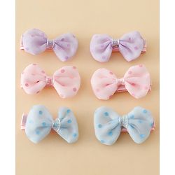 Pine Kids Free Size Bow & Butterfly Clips Pack Of 6 - Multicolor