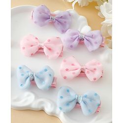 Pine Kids Free Size Bow & Butterfly Clips Pack Of 6 - Multicolor