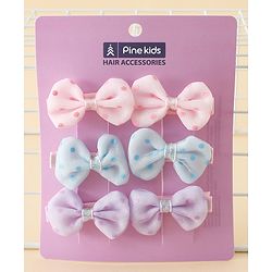 Pine Kids Free Size Bow & Butterfly Clips Pack Of 6 - Multicolor