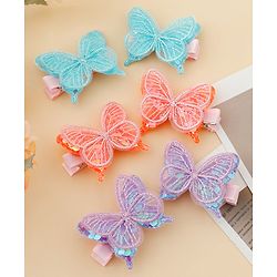 Pine Kids Free Size Bow & Butterfly Clips Pack of 6 - Multicolor
