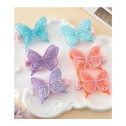 Pine Kids Free Size Bow & Butterfly Clips Pack of 6 - Multicolor