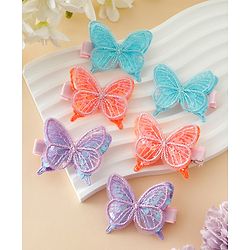 Pine Kids Free Size Bow & Butterfly Clips Pack of 6 - Multicolor