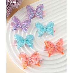 Pine Kids Free Size Bow & Butterfly Clips Pack of 6 - Multicolor