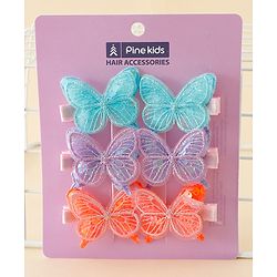 Pine Kids Free Size Bow & Butterfly Clips Pack of 6 - Multicolor