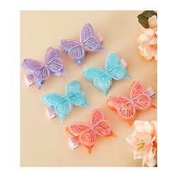 Pine Kids Free Size Bow & Butterfly Clips Pack of 6 - Multicolor