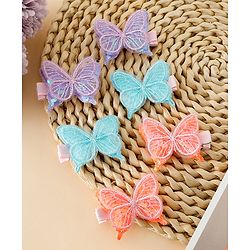Pine Kids Free Size Bow & Butterfly Clips Pack of 6 - Multicolor