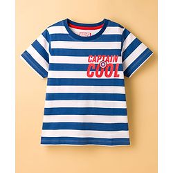 Pine Kids Marvel 100% Cotton Knit Drop Shoulder Half Sleeves Striped T-Shirt With Avengers Graphic Pack Of 2 - Multicolour