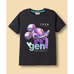 Pine Kids Disney Single Jersey Knit Half Sleeves T-Shirts With Mickey Mouse Graphics Pack of 2 - Black & White