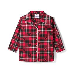 Pine Kids Disney Cotton Woven Full Sleeves Shirt & Pyjama Co-ord Night Suit With Mickey Mouse Print - Multicolor