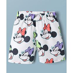 Pine Kids Disney 100% Cotton Woven Half Sleeves Front Open Co-Ords Shirt & Shorts Night Suit With Minnie Mouse Print - White