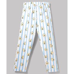 Pine Kids Disney 100% Cotton Woven Full Sleeves Front Open Co-Ords Shirt & Pyjama Night Suit With Winnie the Pooh Print - Light Blue