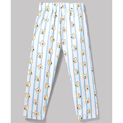 Pine Kids Disney 100% Cotton Woven Full Sleeves Front Open Co-Ords Shirt & Pyjama Night Suit With Winnie the Pooh Print - Light Blue