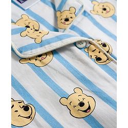 Pine Kids Disney 100% Cotton Woven Full Sleeves Front Open Co-Ords Shirt & Pyjama Night Suit With Winnie the Pooh Print - Light Blue