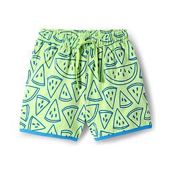 Pine Kids Cotton Knit Half Sleeves Co-ords T-Shirt & Shorts Night Suit with Watermelon Print - Green