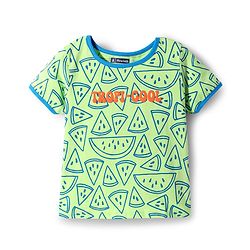 Pine Kids Cotton Knit Half Sleeves Co-ords T-Shirt & Shorts Night Suit with Watermelon Print - Green