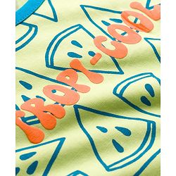 Pine Kids Cotton Knit Half Sleeves Co-ords T-Shirt & Shorts Night Suit with Watermelon Print - Green