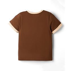 Pine Kids 100% Cotton Knit Half Sleeves Beach Theme Printed T-Shirt - Brown